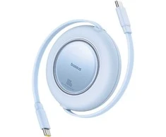 Kabelis USB C - USB C 2m 100W suvyniojamas Galaxy Mėlyna Free2Pull BASEUS