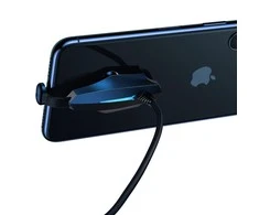 Kabelis USB A - IP Lightning 1.2m su laikikliu prilimpančiu prie telefono, su nailoniniu šarvu juodas BASEUS