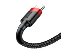 Kabelis Baseus USB2.0 A kištukas - USB C kištukas 1 m, QC3.0 su nailoniniu šarvu , raudonas/juodas