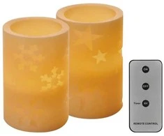 Kalėdinė dekoracija "2 žvakutės", 2 x 3Vdc (2x2 x AA), 2 x 1 LED, gintarinė balta, su laikmačiu, valdikliu ir pulteliu, EMOS