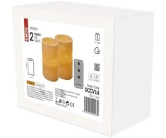 Kalėdinė dekoracija "2 žvakutės", 2 x 3Vdc (2x2 x AA), 2 x 1 LED, gintarinė balta, su laikmačiu, valdikliu ir pulteliu, EMOS