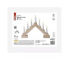 Kalėdinė dekoracija "Žvakutės", 2xAA, 29cm, 7 x LED, šiltai balta, medinė, su laikmačiu, EMOS