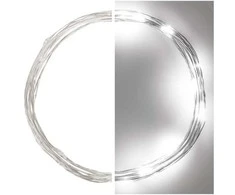 LED girlianda NANO, 3Vac (2xAA), 1.9m, 20 x LED, šaltai balta, su laikmačiu, EMOS