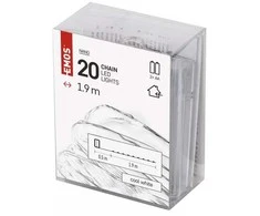 LED girlianda NANO, 3Vac (2xAA), 1.9m, 20 x LED, šaltai balta, su laikmačiu, EMOS