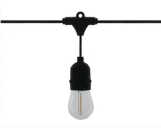 LED girlianda su 10 vnt E27 1W FILAMENT lemputėmis, šiltai balta 2700K, IP65, LEDOM