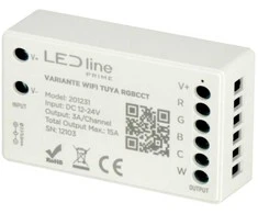 LED juostų valdiklis RGB+CCT, 12/24Vdc, 15A, valdomas RF, Wi-Fi, TUYA, LED line PRIME
