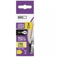 LED lemputė E14 230V 1.8W 250lm, FILAMENT, šiltai balta, 2700K, EMOS