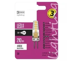 LED lemputė G4 12V JC 2W 210lm, neutraliai balta, 4100K, A++, EMOS