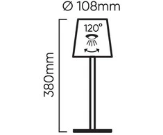Zolux Led Line Lite Įkraunamas, stalinis šviestuvas TAZA, 3.5W, 400lm, IP54, CCT keičiamos spalvos, 4000mAh, geltona