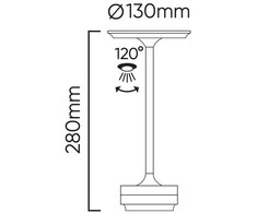 Royal Canin Led Line Lite Įkraunamas, stalinis šviestuvas CAMELIA, 2.5W, 250lm, CCT keičiamos spalvos, 4000mAh, sidabrinis
