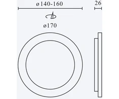 Led Line Lite Įmontuojamas LED šviestuvas, 230Vac, 18W, 1800lm, CCT (3K/4K/6K), apvalus, baltas, D 170mm