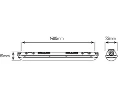 Led Line Prime Hermetinis šviestuvas TRI-PROOF, 230Vac, 55W, 8250lm, 150lm/W, 148cm, IP65, IK08, 4000K, LINKER, LED line
