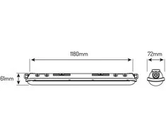 Led Line Prime Hermetinis šviestuvas TRI-PROOF, 230Vac, 40W, 6000lm, 150lm/W, 118cm, IP65, IK08, 4000K, Juodas LINKER