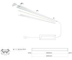 Hario Led Line Prime LED profilio komplektas, 2m, kampinis, juodas, su baltu dangteliu, laikikliais ir aklėmis