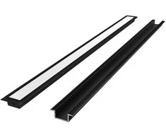 Led Line Prime LED profilio komplektas, 2m, įleidžiamas, juodas, su baltu dangteliu ir aklėmis
