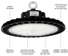 MicroConnect Led Line Prime Sandėlio šviestuvas PHANTOM, 230Vac, 70W 13 300lm, 190lm/W, 120°, 1-10V pritemdomas