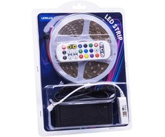 Lemlux LED juostos rinkinys su maitinimo šaltiniu ir valdikliu, 5m, 60LED/m, 14.4W/m, 12Vdc, RGB IC skaitmeninė, IP65, TUYA WI-FI