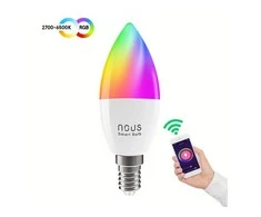 Lemputė LED E14, 230V, 4,5W, 380lm, 2700K - 6500K, RGB, išmanioji Wi-Fi, valdoma programėle, TUYA / Smart Life, P4, NOUS
