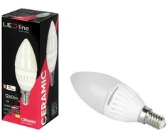 Lemputė LED E14 230V 9W 1260lm žvakės formos, 4000K, keramikinė, LED line PRIME