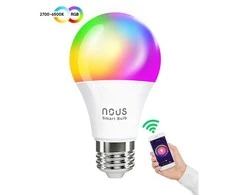 Lemputė LED E27, 230V, 9W, 810lm, 2700K - 6500K, RGB, išmanioji Wi-Fi, valdoma programėle, TUYA / Smart Life, P3, NOUS