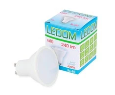 Lemputė LED GU10 230V 3W 240lm neutraliai balta, LEDOM