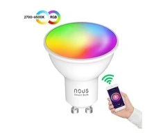 Lemputė LED GU10, 230V, 4,5W, 350lm, 2700K - 6500K, RGB, išmanioji Wi-Fi, valdoma programėle, TUYA / Smart Life, P8, NOUS