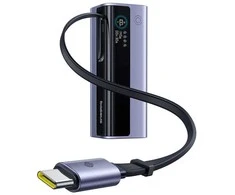 LiPo išorinis akumuliatorius (Powerbank) 20000mAh 145W, su įmontuotu USB-C kabeliu, USB-A, USB-C pilkas EnerGeek GR11 BASEUS