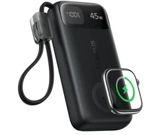 LiPo Išorinis akumuliatorius (PowerBank) 10000mAh 45W su integruotu USB-C kabeliu + bevieliu išmanaus laikrodžio krovikliu EnerFill FT31 BASEUS