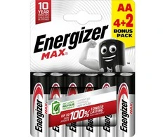 Šarminė baterjia LR6 (AA) E91 1.5V 2900mAh MAX Energizer 6vnt įpakavime