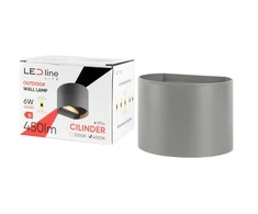 Sieninis lauko šviestuvas CILINDER, LED 2x3W, 4000K, IP54, reguliuojamo švietimo kampo, pilkas, LED line LITE