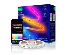Skaitmeninės LED juostos komplektas su Wi-Fi valdikliu ir maitinimo šaltiniu, RGB IC, 5m, 24W, TUYA / Smart Life, NOUS