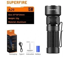 Superfire Žibintuvėlis A29, EDC 15W 1450lm, įkraunamas USB-C, su magnetu 52g