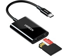 Ugreen Atminties kortelių Micro SD, SD skaitytuvas USB-C 3.1, juodas