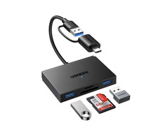 Ugreen Atminties kortelių Micro SD, SD skaitytuvas USB 3.0/USB-C OTG su 2xUSB-A prievadais