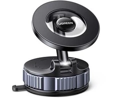Ugreen Automobilinis magnetinis telefono laikiklis su siurbtuku, juodas