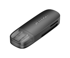 Vention Du viename USB 2.0 A (SD+TF) atminties kortelių skaitytuvo ventiliacija CLEB0 (juoda)