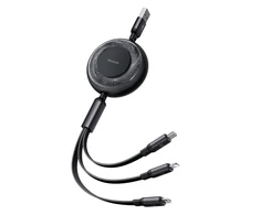 Trys viename USB-C į USB-C / Lightning / Micro USB kabelis, Mcdodo CA-3730, 1.2 m (juodas)