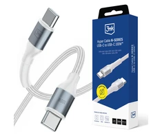 3Mk apsaugos priedai - 3mk Hyper Cable N-SERIES C-C 1m PD 3.0 QC 3.0 20V/5A 100W Baltas