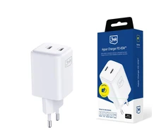 Laidinis įkroviklis 3MK Hyper Charger PD 45W GaN QC4+ PPS 2C Super-Fast Charge 2.0 baltos spalvos