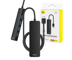 4in1 Hub Baseus UltraJoy Lite USB-A į USB 3.0 1m (juodas)