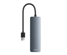 4in1 Hub Baseus UltraJoy Lite USB-A į USB 3.0 15cm (pilka)