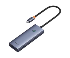 6in1 Hub Baseus UltraJoy USB-C per HDMI4K@60Hz+4xUSB 3.0+PD (pilka)