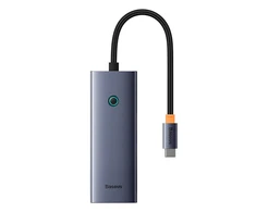 6in1 Hub Baseus UltraJoy USB-C per HDMI4K@60Hz+4xUSB 3.0+PD (pilka)