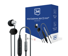Ausinės 3mk su laidu Earphones 3,5mm juodos