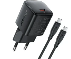 Įkroviklis Acefast A118 30W GaN USB-C + USB-C to USB-C cable 1.2m juodas