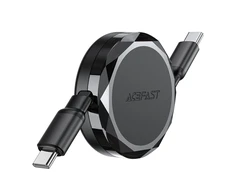 Acefast C13-03 USB-C – USB-C 60W kabelis Retractable – juodos spalvos