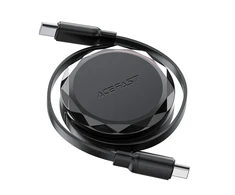 Acefast C13-03 USB-C – USB-C 60W kabelis Retractable – juodos spalvos
