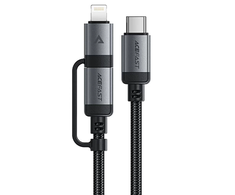 Acefast C20-01 USB-C - USB-C / Lightning Cable 480Mb/s 3A 1,2m - Juodas