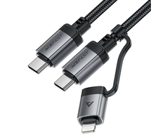 Acefast C20-01 USB-C - USB-C / Lightning Cable 480Mb/s 3A 1,2m - Juodas