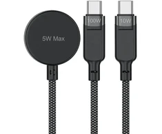 Acefast C6-11 3-in-1 duomenų perdavimo ir įkrovimo kabelis | USB-C į USB-C, Qi | 100 W | 1,2 m | juodas